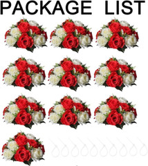 10 Silk Rose Flowers for Wedding/Party Centerpieces & Decorations