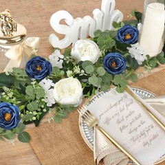 Betylifoy 2 Pack 6.2Ft Blue White Flower Garland Artificial 2PCS, Blue&white