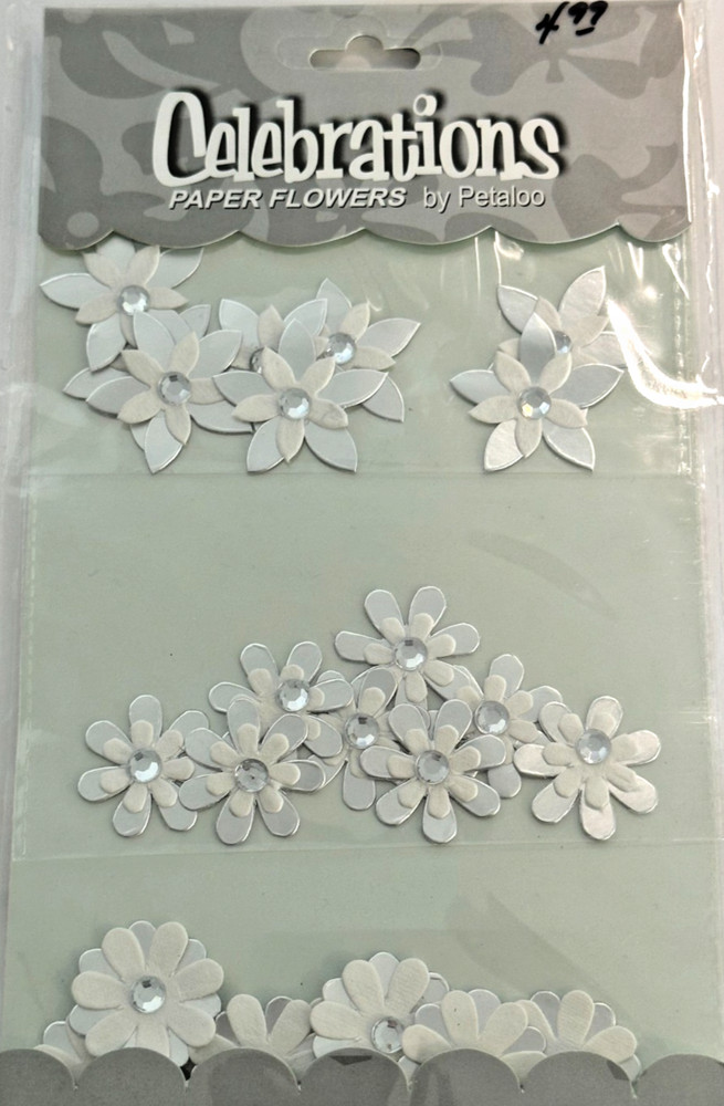 Celebrations Paper Flowers Wedding Florettes Wedding White/Silver 24 pc