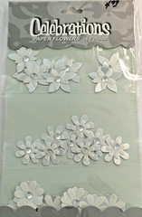Celebrations Paper Flowers Wedding Florettes Wedding White/Silver 24 pc
