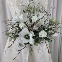 Winter Crystal Faux Silk Wedding Bouquet