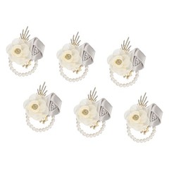 Rose Wrist Corsage, 6Pcs Wrist Corsage Bracelets Flower Wristlet, Silver