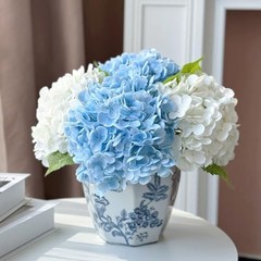 Hydrangea Artificial Flowers 4 Pcs 2 White 2 Light Blue 21 White Light Blue