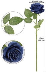 12pcs Roses Artificial Flowers Fake Roses Flowers with Long 12PCS Navy Blue