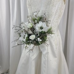 Winter Crystal Faux Silk Wedding Bouquet