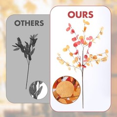 6pcs Eucalyptus Stems Fake Orange Red Autumn Leaves Artificial Silk 6pcs-orange