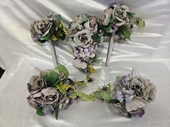 Vintage Style Wedding Set, Purple Wedding Bouquet Package, 5 Pc