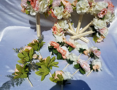 Wedding bouquet- set peach blush Ivory flowers 20 pieces