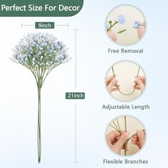 Babys Breath Artificial Flowers Long Stem Baby Breath Flowers 12 Pcs Blue