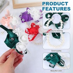 Set of 4pcs Pink Dark Green Silk Silk Cuffs and Button Down Bridal