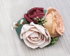 Peach Burgundy Bridal Bouquet Sola Wood Orange Blush Rose Wedding Flowers Prom