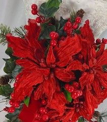Christmas Poinsettia Waterfall Faux Silk Wedding Bouquet
