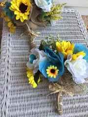 Sunflower wedding flowers pkg bridal bouquet decorations 18 Bouquets turquoise
