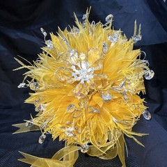 Quinceañera Bouquet Yellow/ Silver with Hair Accessory Ramo Quinceañera Sweet 16