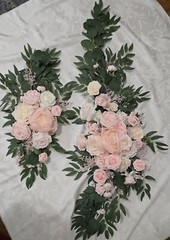 2 pcsWedding Arch Flowers Pink White Artificial Rose 3.9ft x 1.3ft&2.2ft x1.08ft