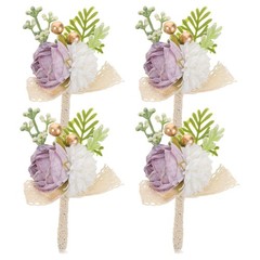 4 Pcs Artificial Corsage Bridesmaids Accessories Flower Boutonniere