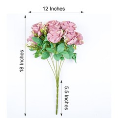 DUSTY ROSE 2 Bushes 18″ ARTIFICIAL Faux Silk Rose FLOWERS Bouquet Wedding Party