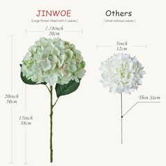 Light Silk Hydrangea Artificial Flowers, 4PCS 21″ Large Lifelike Faux Green