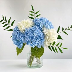 Hydrangea Artificial Flowers 4 Pcs 2 White 2 Light Blue 21 White Light Blue