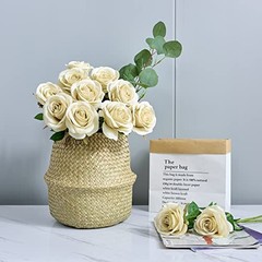 12pcs Roses Artificial Flowers Fake Rose Beige Silk Roses Tan Silk Beige Taupe