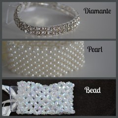 Wrist corsage for wedding prom ball grad. Diamante/pearl/ ribbon bracelet bride