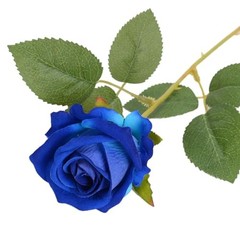 16PCS Artificial Silk Flowers Faux Roses Bouquet Long Stem for Home Royal Blue