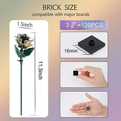 Rainbow Rose Flower Bouquet Building Set – 120pcs Botanical Decor, Compatible wi