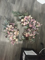 Faux Flower Arrangements: Mauve, blush, pink boho wedding corner swag & straight