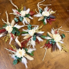 Lot Of 6 Corsages Dried Flowers Handmade Wedding