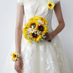 Romantic Wedding Bride Bouquet Bridesmaid Bouquet Sunflowers Daisy Artificial