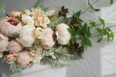 Customized champagne simulation flower peony bride Waterfall wedding bouquet