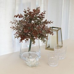 3 GREEN RED 13″ ARTIFICIAL Eucalyptus Bushes Faux GREENERY STEMS Party Supplies