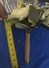 Artificial White Rose & Eucalyptus Wedding Flower Bouquets Set of 6, 9in x 11in