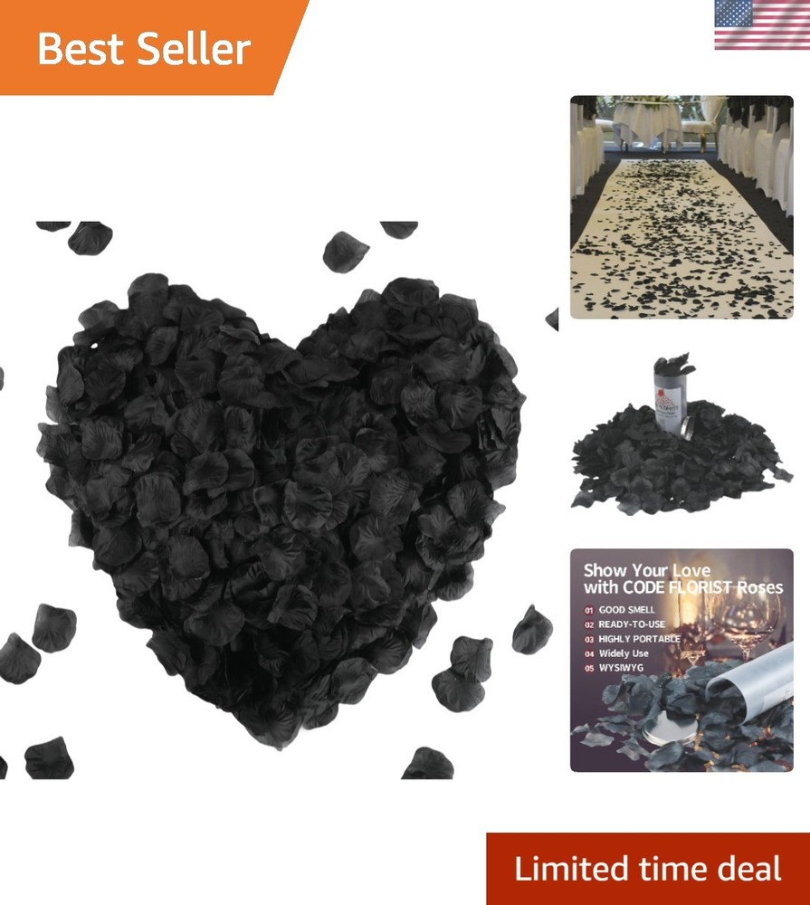 1100 PCS Black Silk Rose Petals for Valentine’s Day,Romantic Night,Wedding,Pr…