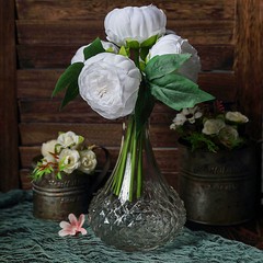 WHITE 10″ Silk Artificial Peony Flowers Bouquet Arrangement Wedding Centerpieces