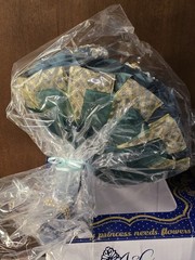 A&C Faux Flower Wedding/Quinceañera Bouquet, Emerald Green And Gold