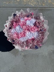 Pink and White Ribbon Bouquet for Sale!! Perfect for Any Occasion