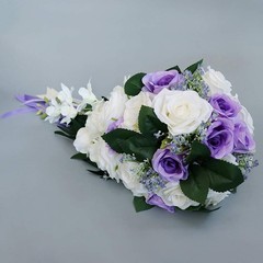 ChezMax Wedding Bridal Bouquet Artificial Rose Flowers with Ribbons Waterfall…