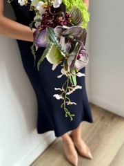 Artificial real touch hydrangea wedding bouquet with orchid, lily, anthurium