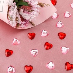 Konsait 500 Count Red/Pink Acrylic Heart Decorations, 12 mm, Red, Pink