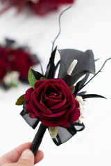 Black Burgundy Calla Lily Corsage and Boutonniere Set for Weddings and Proms