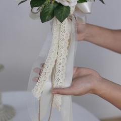 Large Wedding Bouquets for Bride & Bridesmaid – White Champagne Artificial Roses