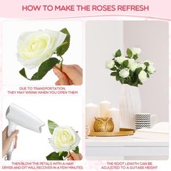 500 Pcs Artificial Silk Roses Flowers with Long Stem Bridal Wedding White