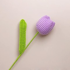 Crochet Flowers, 7PCS Fake Tulips Artificial Flowers Handmade Knitted Tulip