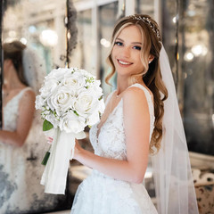 Wedding Bouquet for Bride – Premade Simple Artificial Roses Flowers for Bridal S