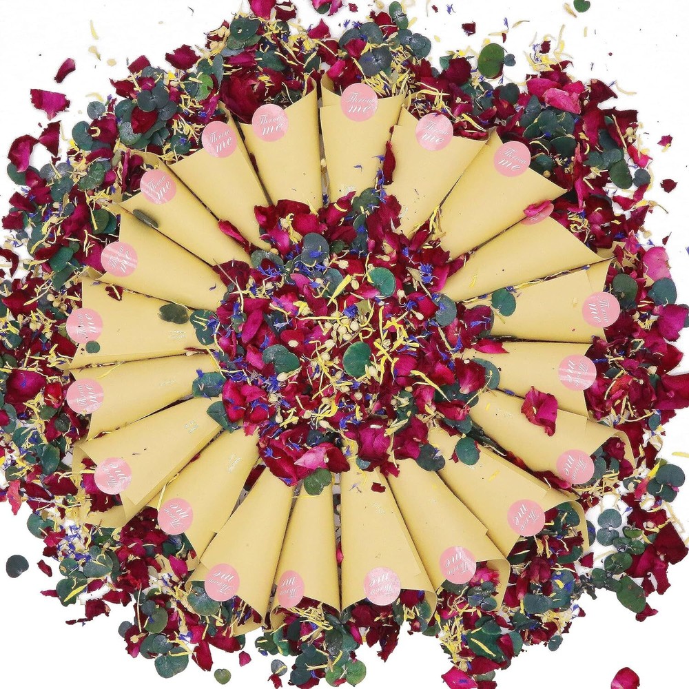 2 QT Dried Roses & Eucalyptus Leaves Mix Petals, 20+ Cups of Natural 2 Qt