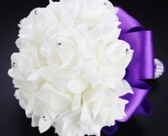 Crystal Foam Roses Bridesmaid Wedding Bouquet Artificial Silk Bridal Bouquet