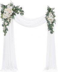 Artificial Arch Flowers Kit, 2Pcs Artificial Flower Arch Decor 2 Drapes Ivory