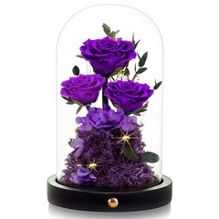 DENIMOMO Flowers Roses Gifts for Women Her,Forever H7.8in W4.7in, Purple Rose