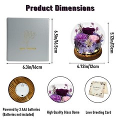 FIACO Gifts for Mom Women Valentines Day Birthday Grade A Rose, A-purple